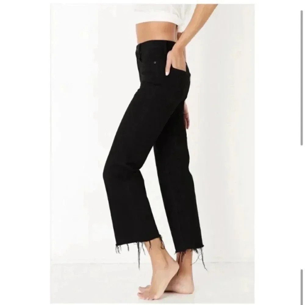 NWT AskkNY Slim Crop Wide Leg Jeans Black Resin size 32 - Picture 2 of 10